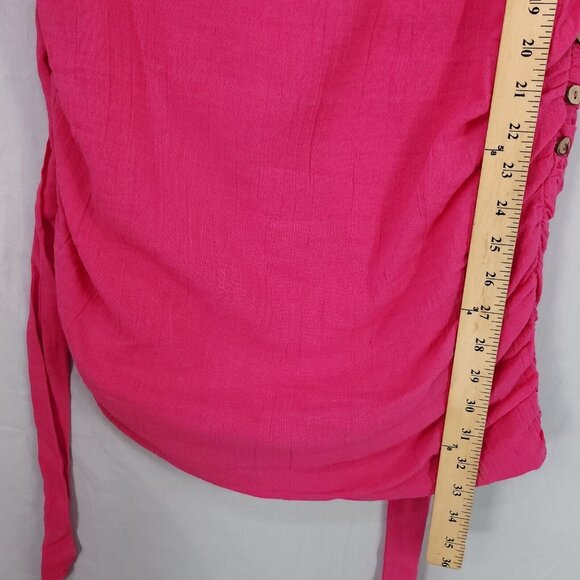 Free People Mini Dress Size Small One Shoulder Side Button Up Ruched Bodycon - Picture 10 of 15